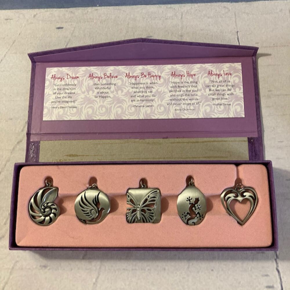 0109 Always Be True Pewter Look Five Pendant Set w/Original Box